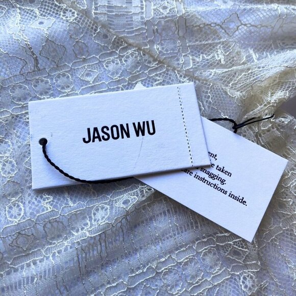 NWT JASON WU CREAM SEETHROUGH LACE SATIN BUTTON DOWN TUNIC - Picture 11 of 16